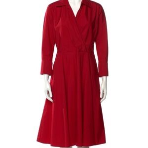 Max Mara SZ 10 red faux wrap dress w wide cuffs